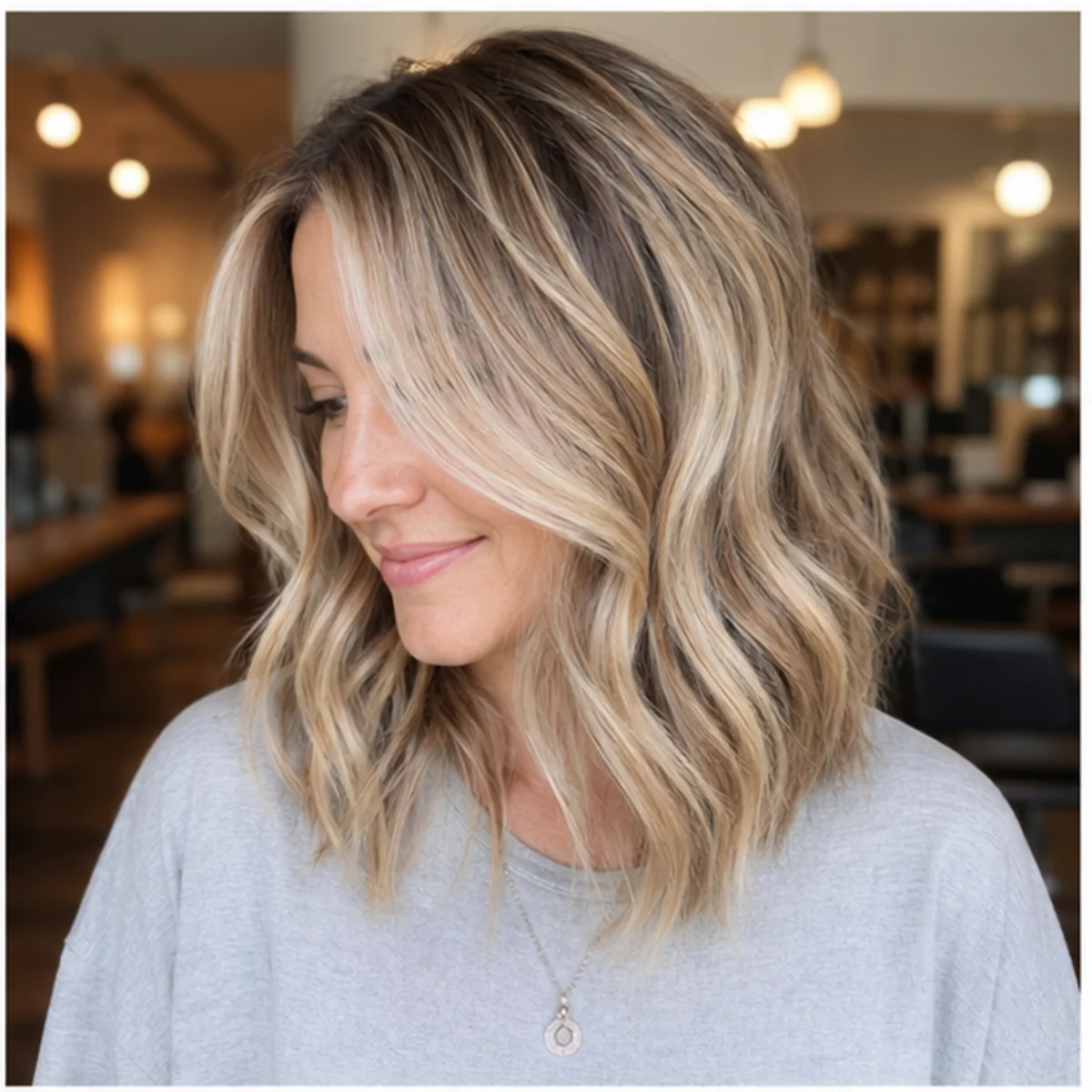 Full highlight blend with soft beige blonde tone - demo inspiration image.