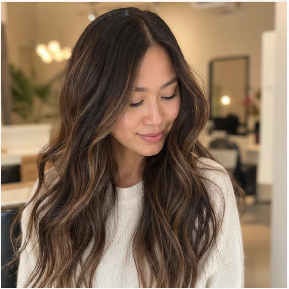 Soft wave finish on long hair - demo inspiration image.